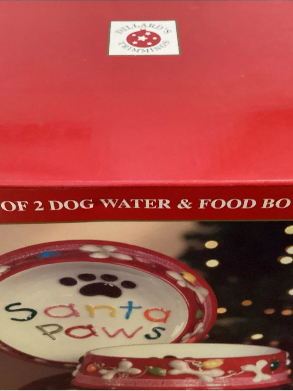 'Santa Paws' Red Dog Food & Water Bowls (Set of 2)
